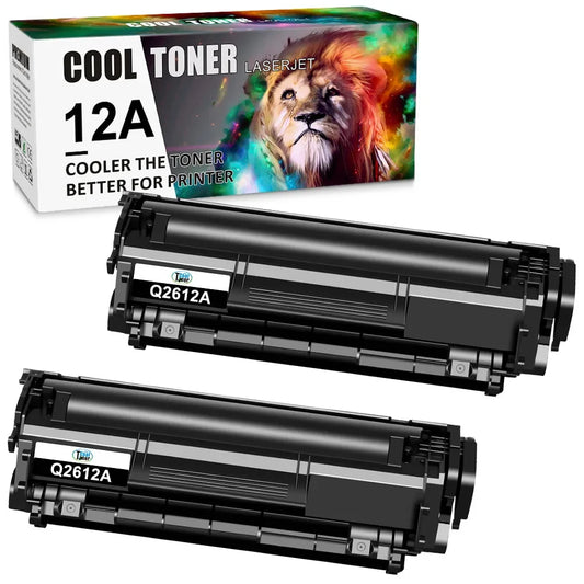 12 Month Warranty : 2 - PACK Q2612A 12A Black Toner Compatible With HP LaserJet 1018 1020 1022 Ink